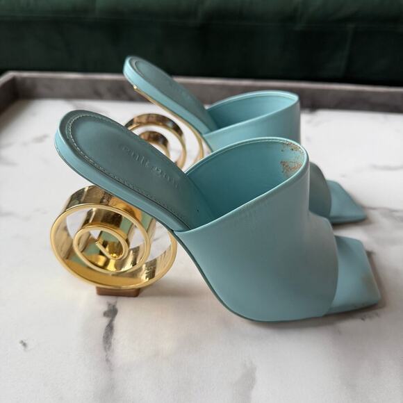 Cult Gaia Ira Light Blue Sculptural Spiral Heel Sandals Size 36.5 - Picture 3 of 10